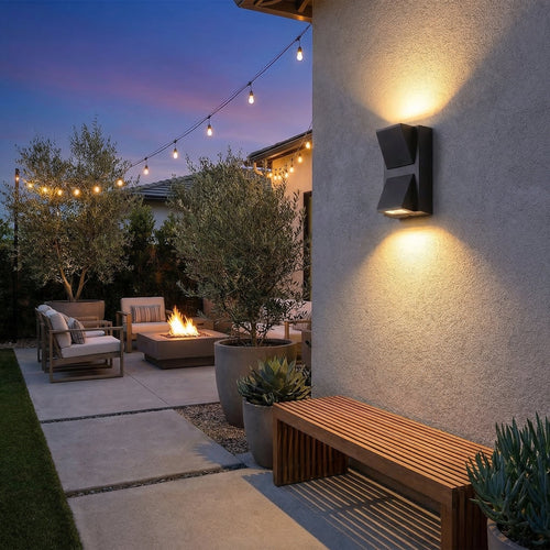 GLOAMING Geometric LED Outdoor Wall Light, Aluminium, 6W, Waterproof IP65