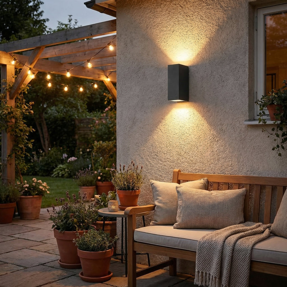Slim Outdoor Up and Down Wall Light in Black Aluminium