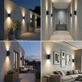 Slim Outdoor Up and Down Wall Light in Black Aluminium