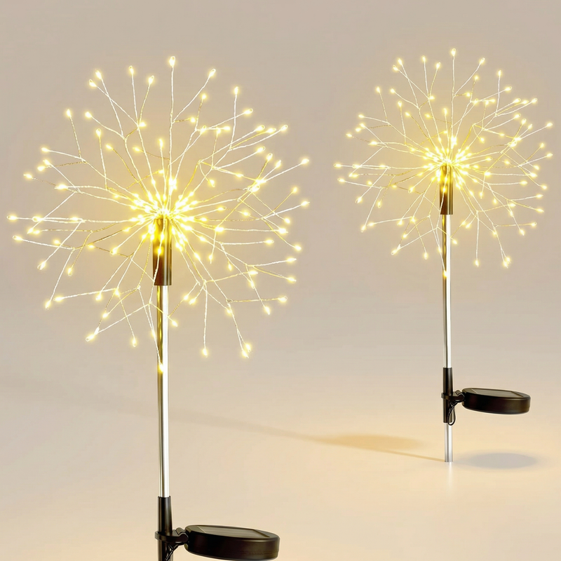Solar Firework Garden Stake Lights in Warm White or Multicolour