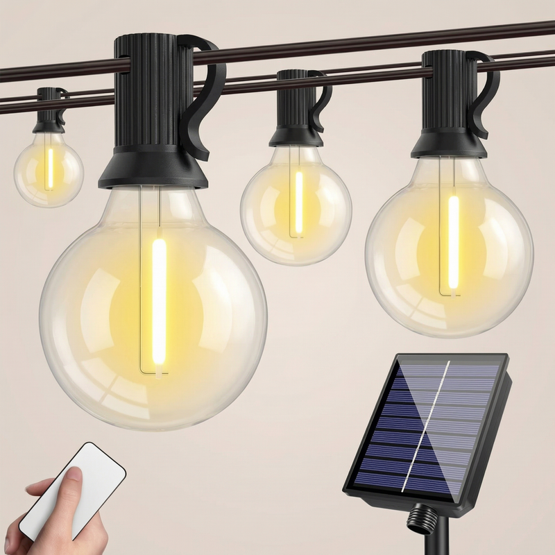 GLOAMING G40 Solar LED String Lights, 7.6m, 10 Bulbs, Multi-Mode