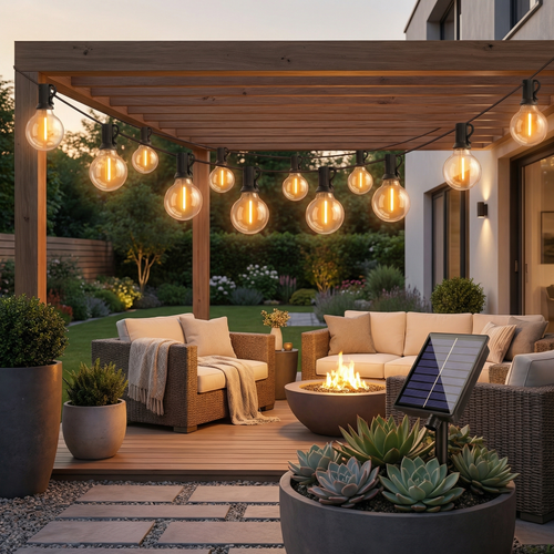 GLOAMING G40 Solar LED String Lights, 7.6m, 10 Bulbs, Multi-Mode