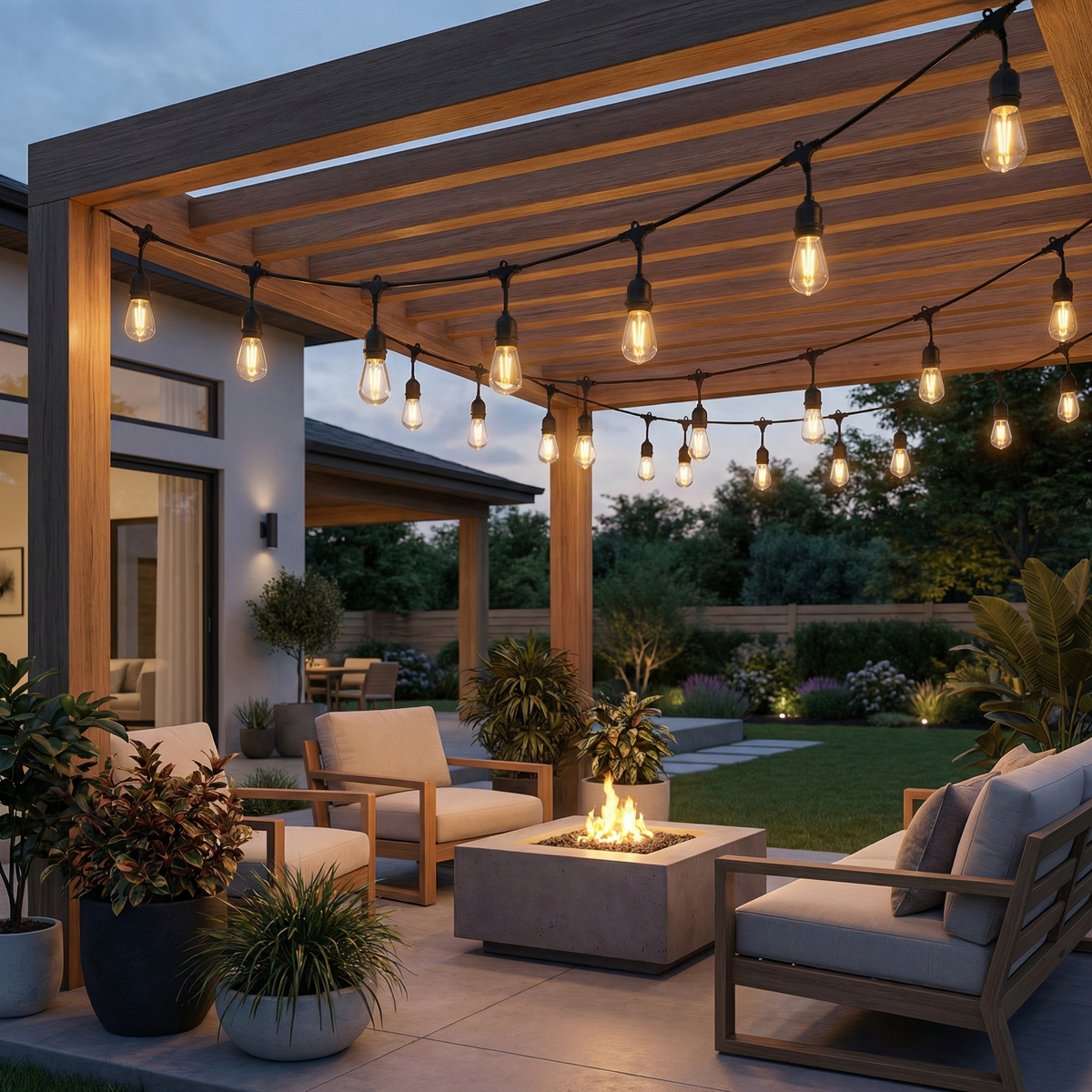 Outdoor String Lights, 10m, 20 S14 Bulbs, Warm White, IP65
