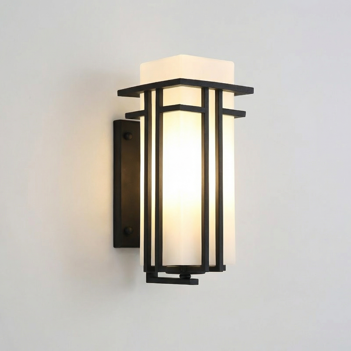 GLOAMING Outdoor Chinese Style Wall Lantern, 12W Tri-Colour LED, Water-Resistant, 21x19x39cm
