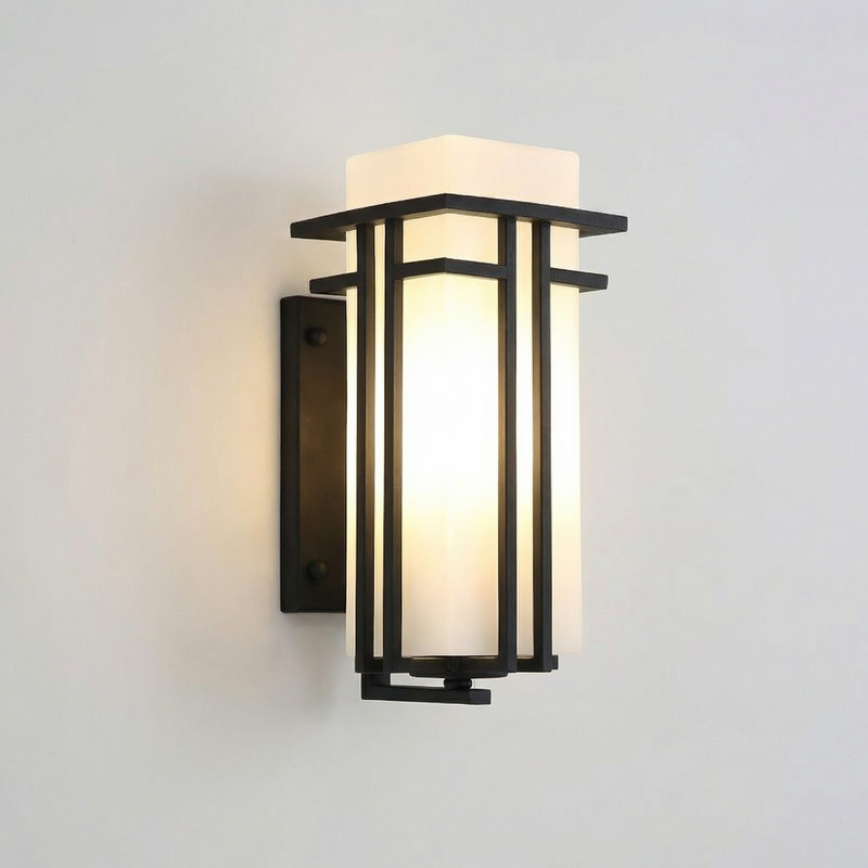 GLOAMING Outdoor Chinese Style Wall Lantern, 12W Tri-Colour LED, Water-Resistant, 21x19x39cm
