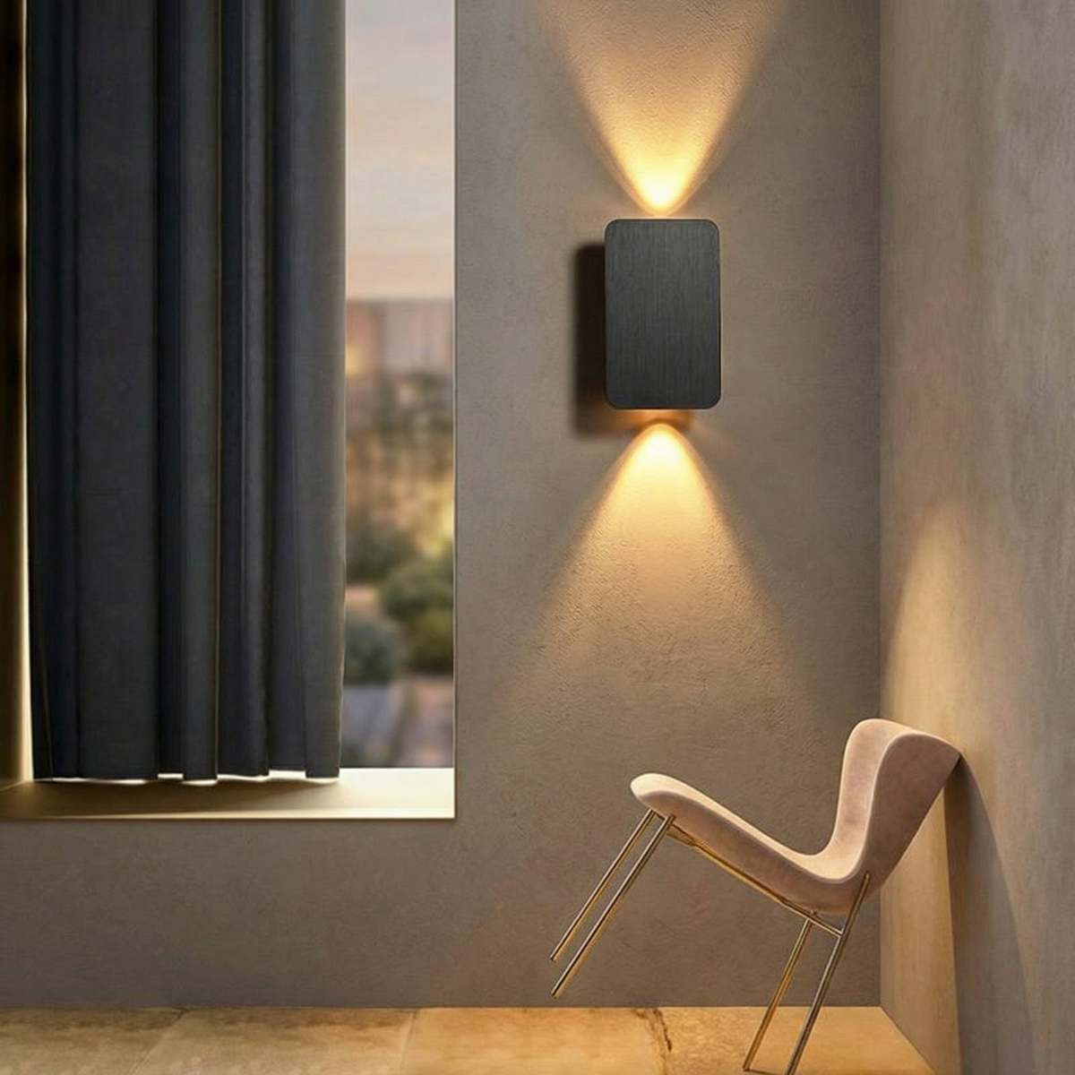 Brushed Aluminium Up and Down Wall Light for Indoor Spaces