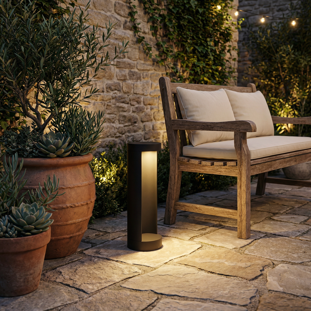 LED Garden Bollard Light, 15W, IP65, Aluminium and Glass