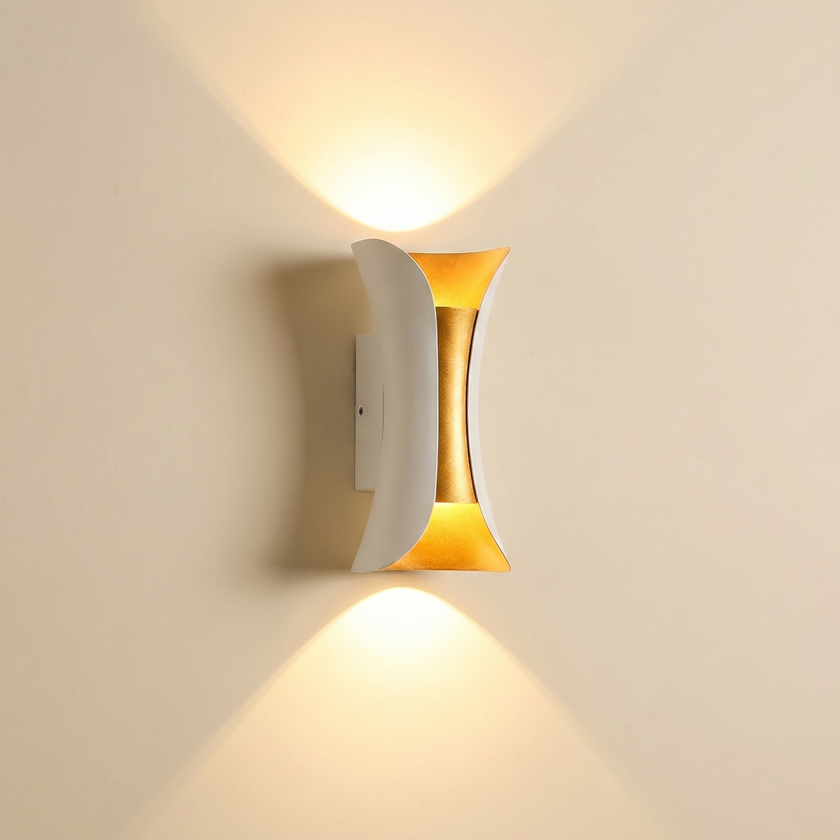 GLOAMING LED Up & Down Wall Light, Aluminium, Waterproof, Black Gold/Platinum