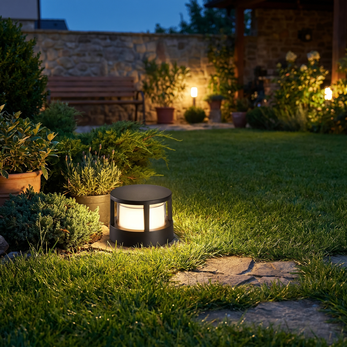 GLOAMING 12W LED Outdoor Wall Light, Black Aluminium, Cylindrical, Waterproof IP65