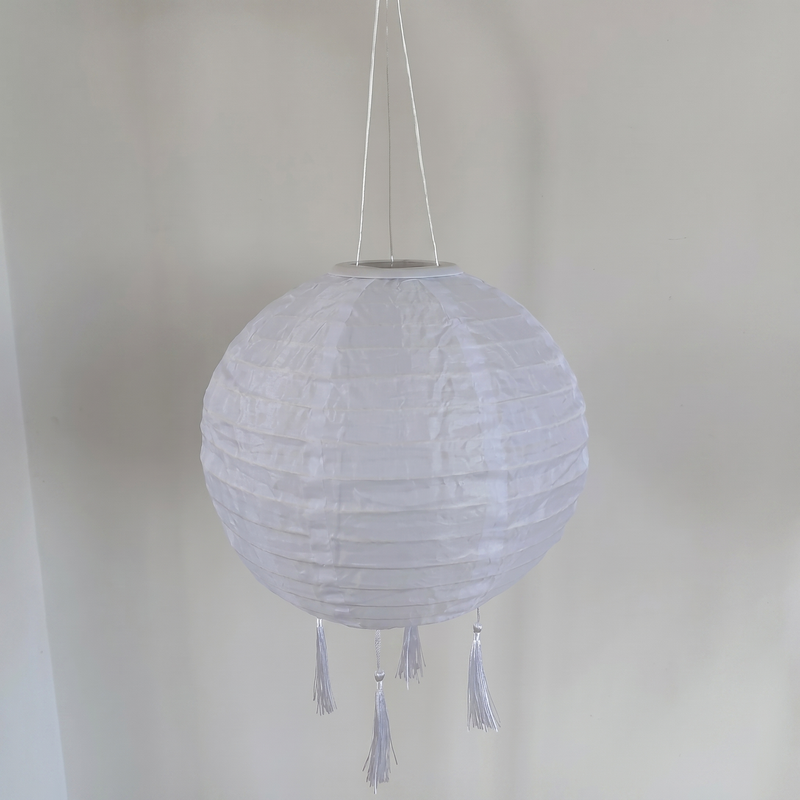 GLOAMING White Paper Hanging Lantern with Tassels, 20/25/30cm, Indoor & Covered Outdoor