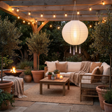 GLOAMING White Paper Hanging Lantern with Tassels, 20/25/30cm, Indoor & Covered Outdoor