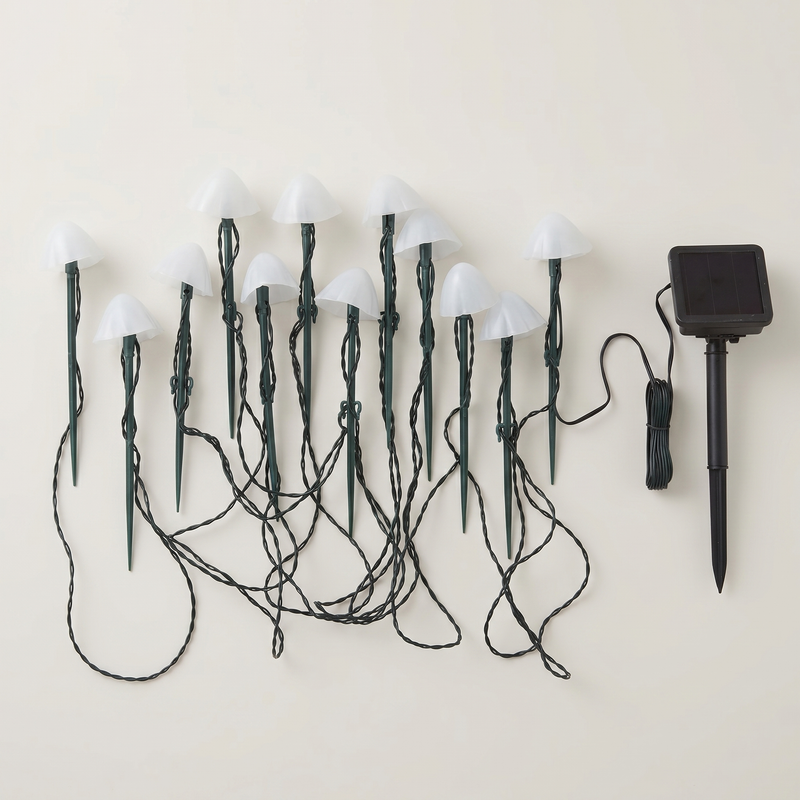 GLOAMING Solar Mushroom Garden String Lights, IP65 Waterproof, 3.6m