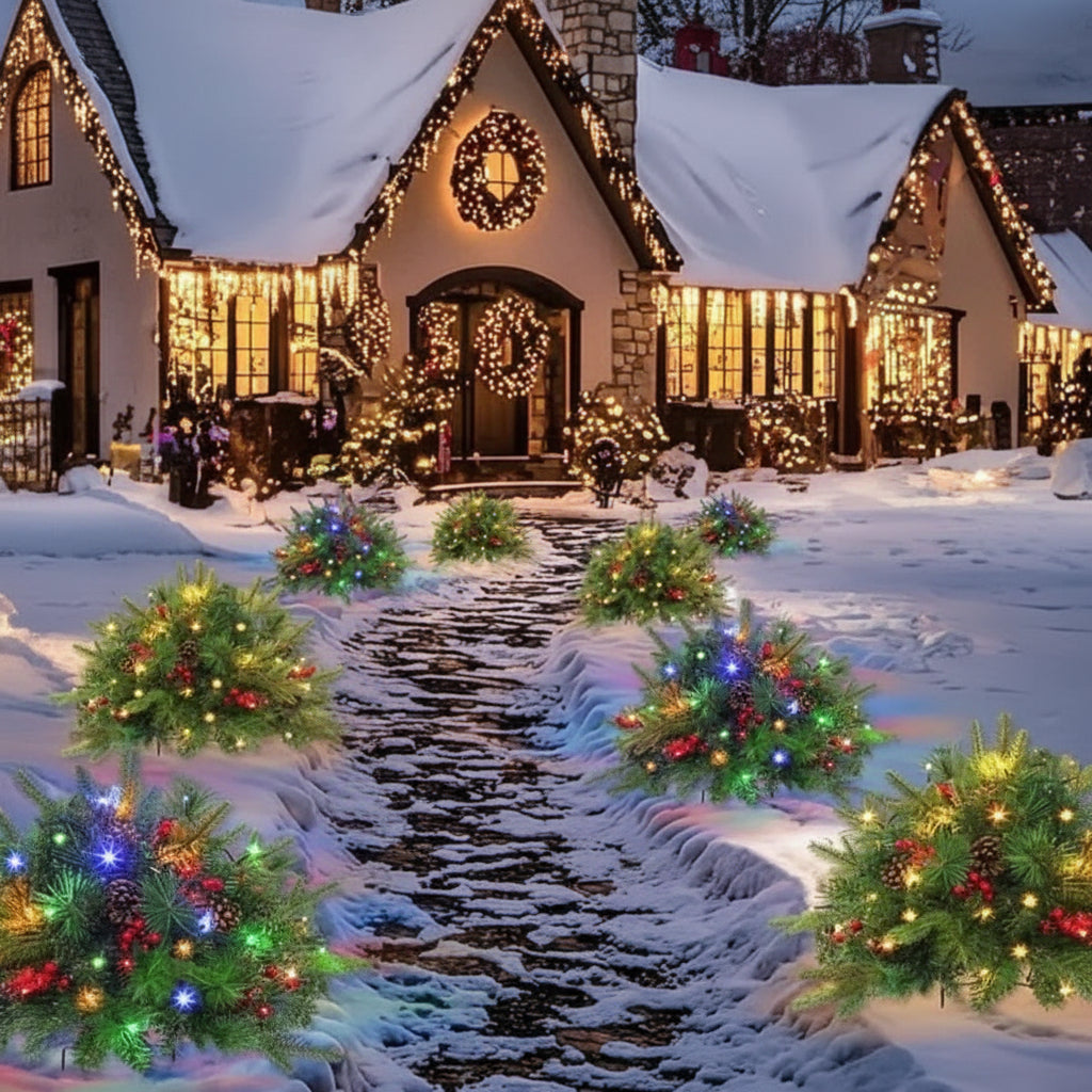 Pre-Lit Christmas Urn Filler with Battery-Operated Lights