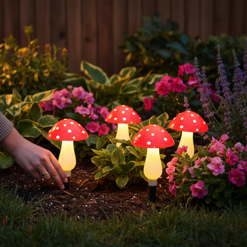 Solar Mushroom Garden Lights for Paths and Borders