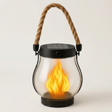 Solar Flame Lantern for Hanging or Handheld Outdoor Use