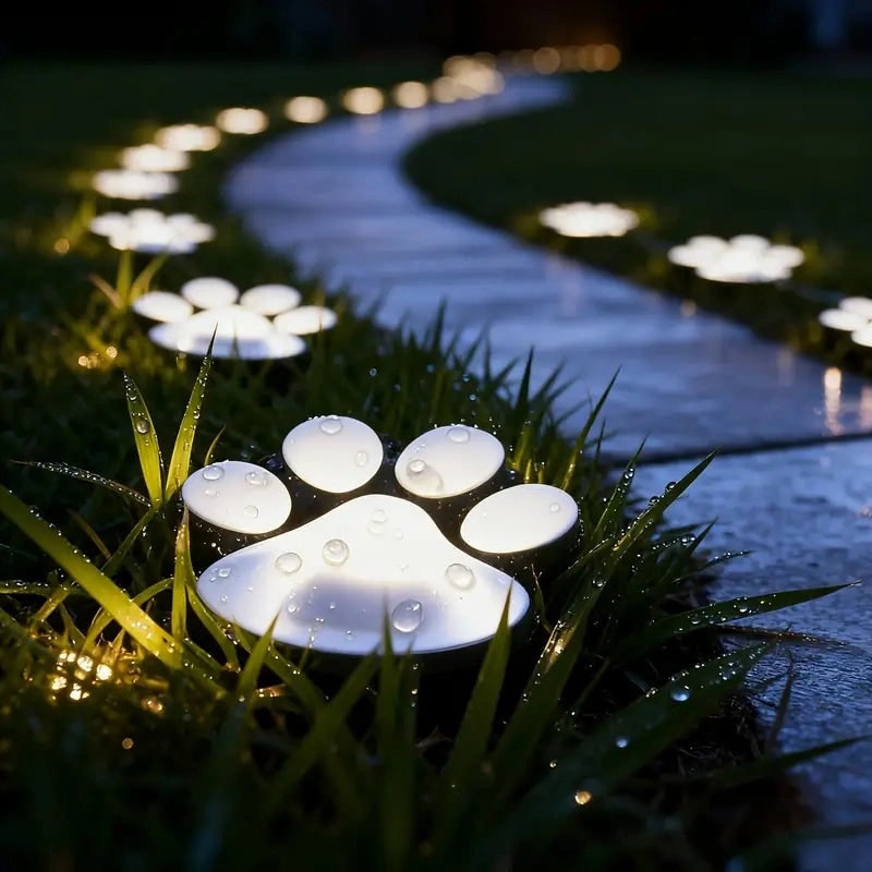 Solar Paw Print Path Lights for Garden – Dusk-to-Dawn LEDs