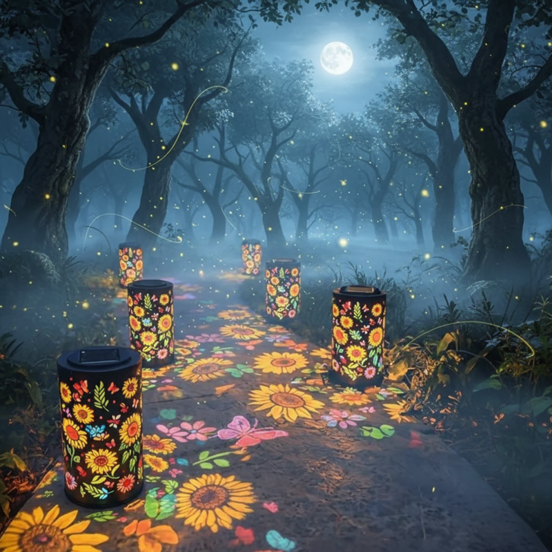 Solar Floral Garden Lantern with USB-C Charging