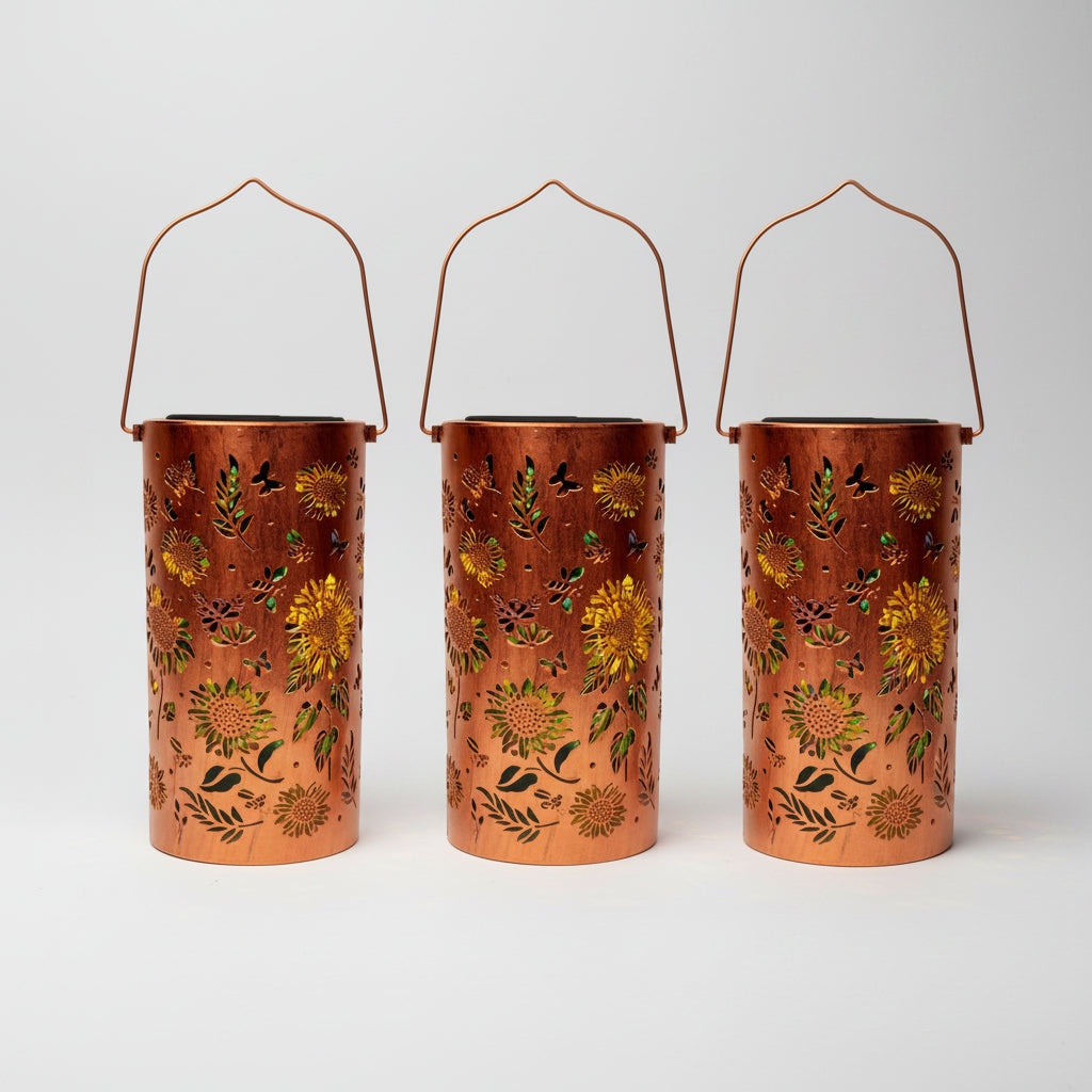Solar Floral Garden Lantern with USB-C Charging