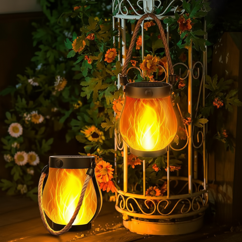 Solar Flame Lantern for Garden and Patio – USB-C Rechargeable