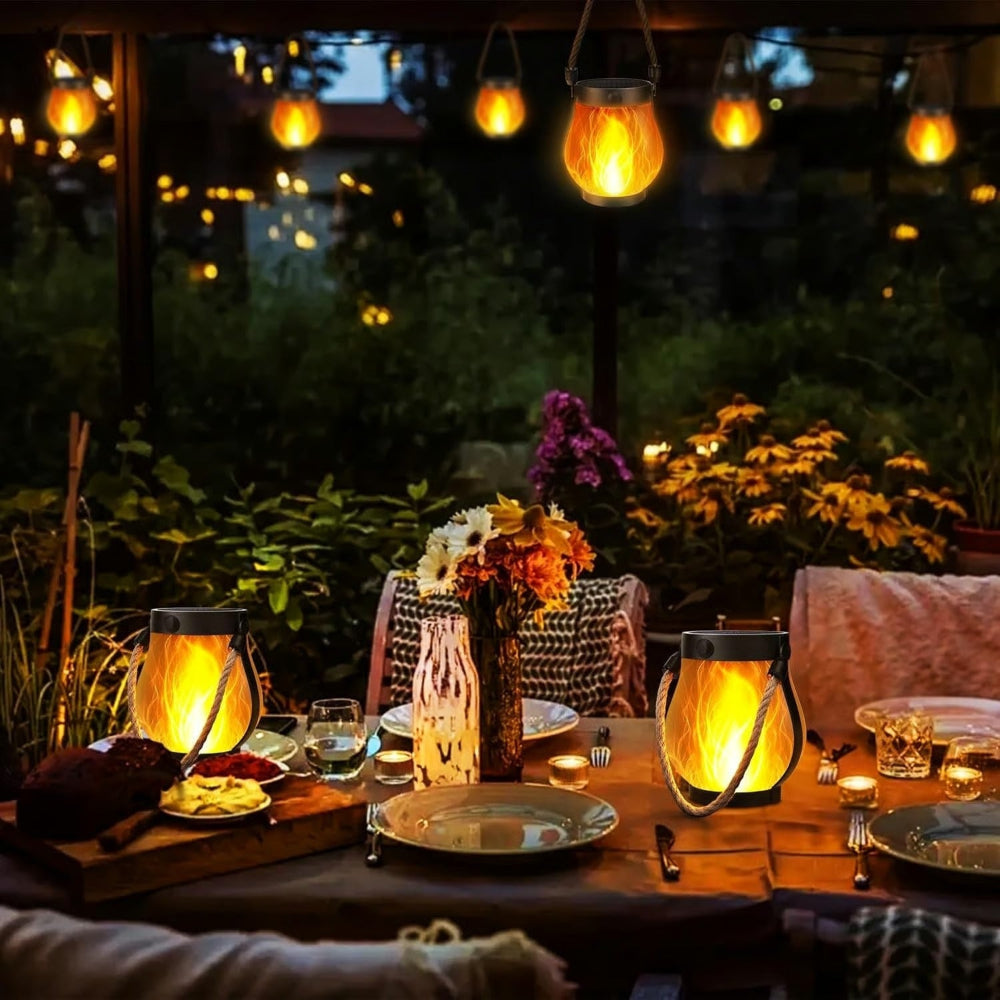 Solar Flame Lantern for Garden and Patio – USB-C Rechargeable
