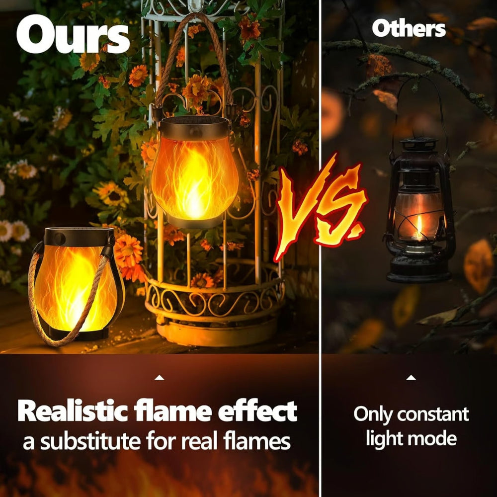 Solar Flame Lantern for Garden and Patio – USB-C Rechargeable