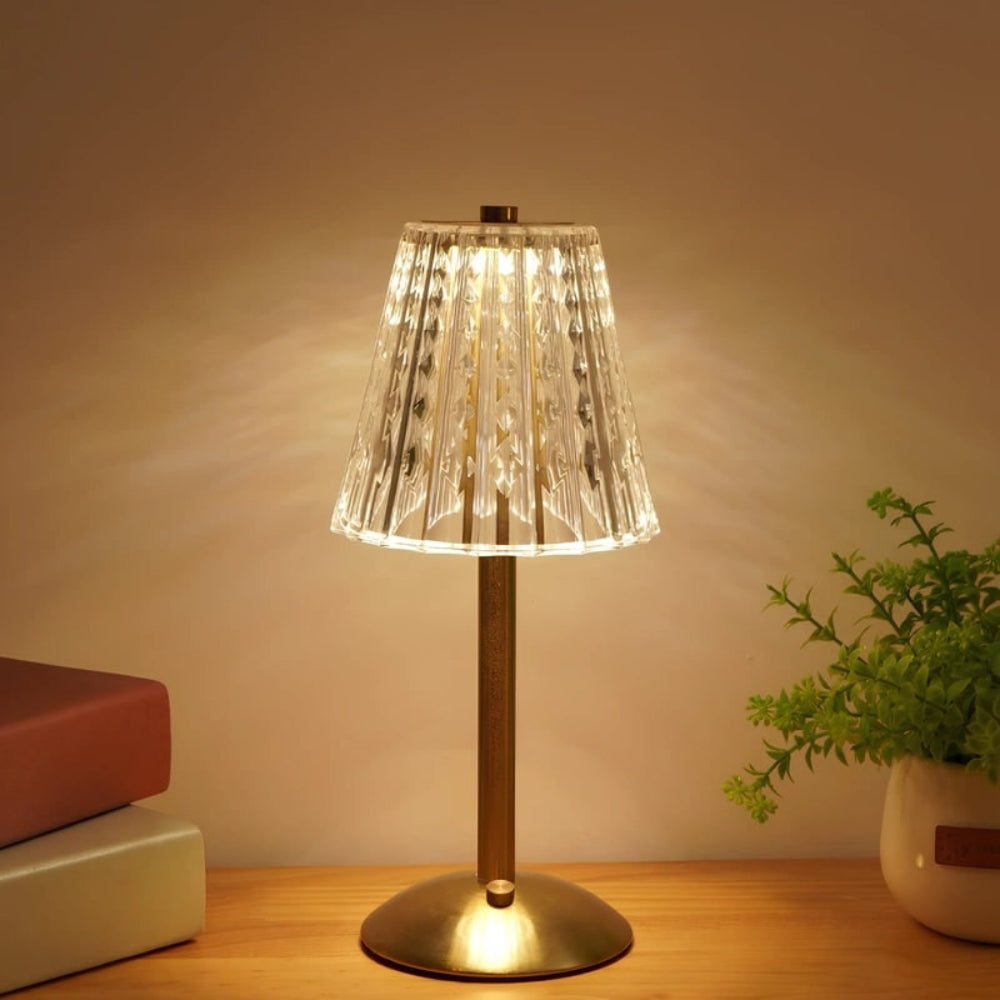 Cordless Crystal Table Lamp – Rechargeable Touch-Dimmable LED