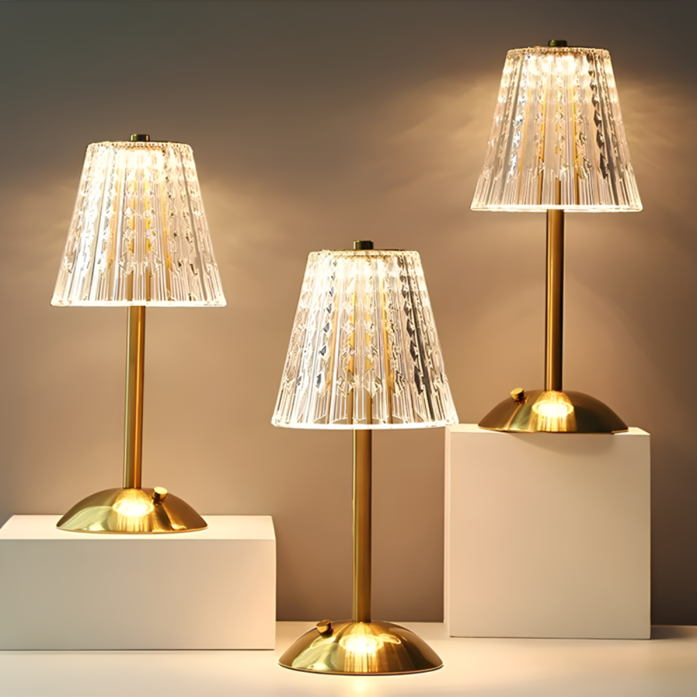 Cordless Crystal Table Lamp – Rechargeable Touch-Dimmable LED