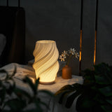 USB Dimmable Wave Table Lamp, Sculpted Shade and Wood Base – Gloaming