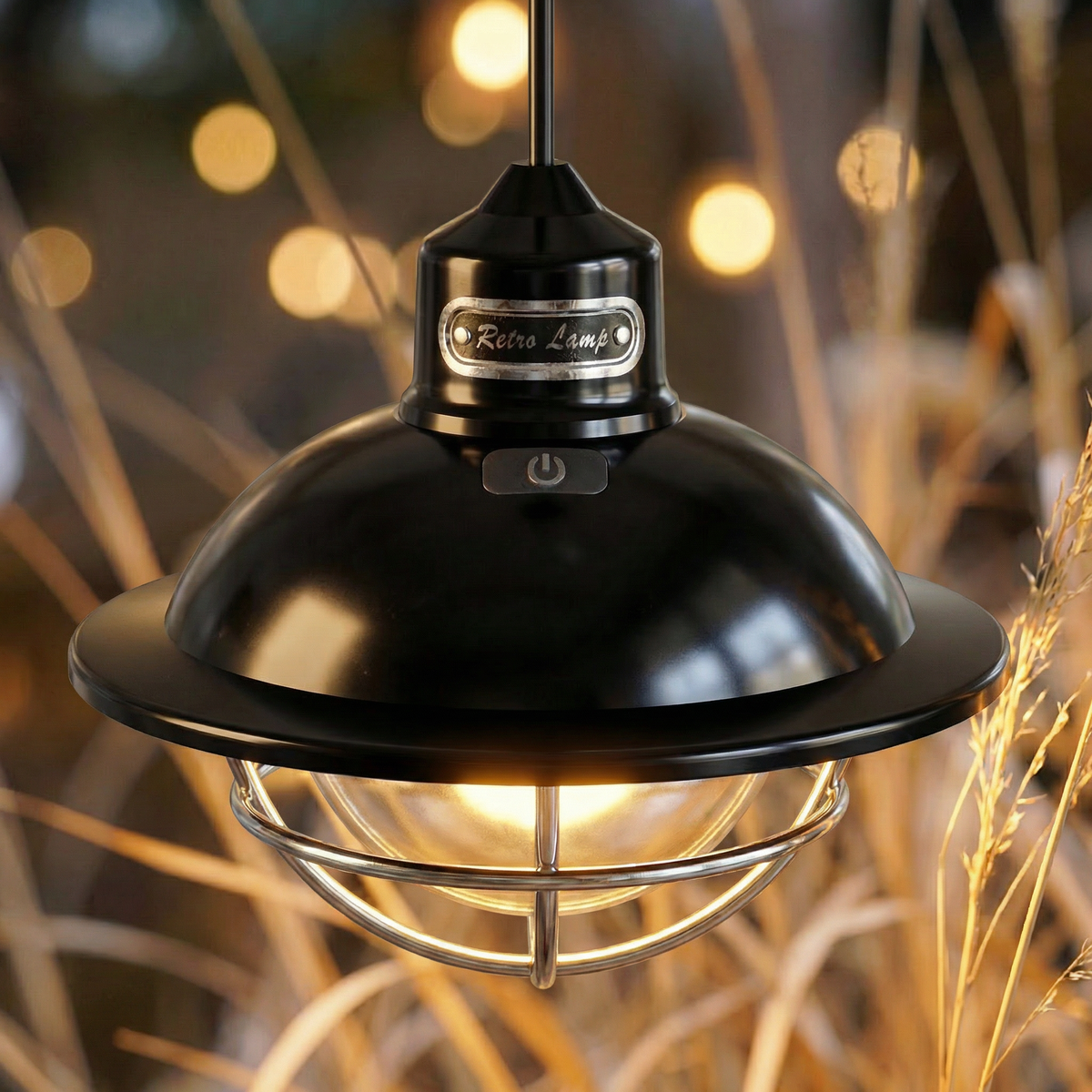 GLOAMING Rechargeable LED Camping Lantern, Black Metal, USB-C, Dimmable Warm & White